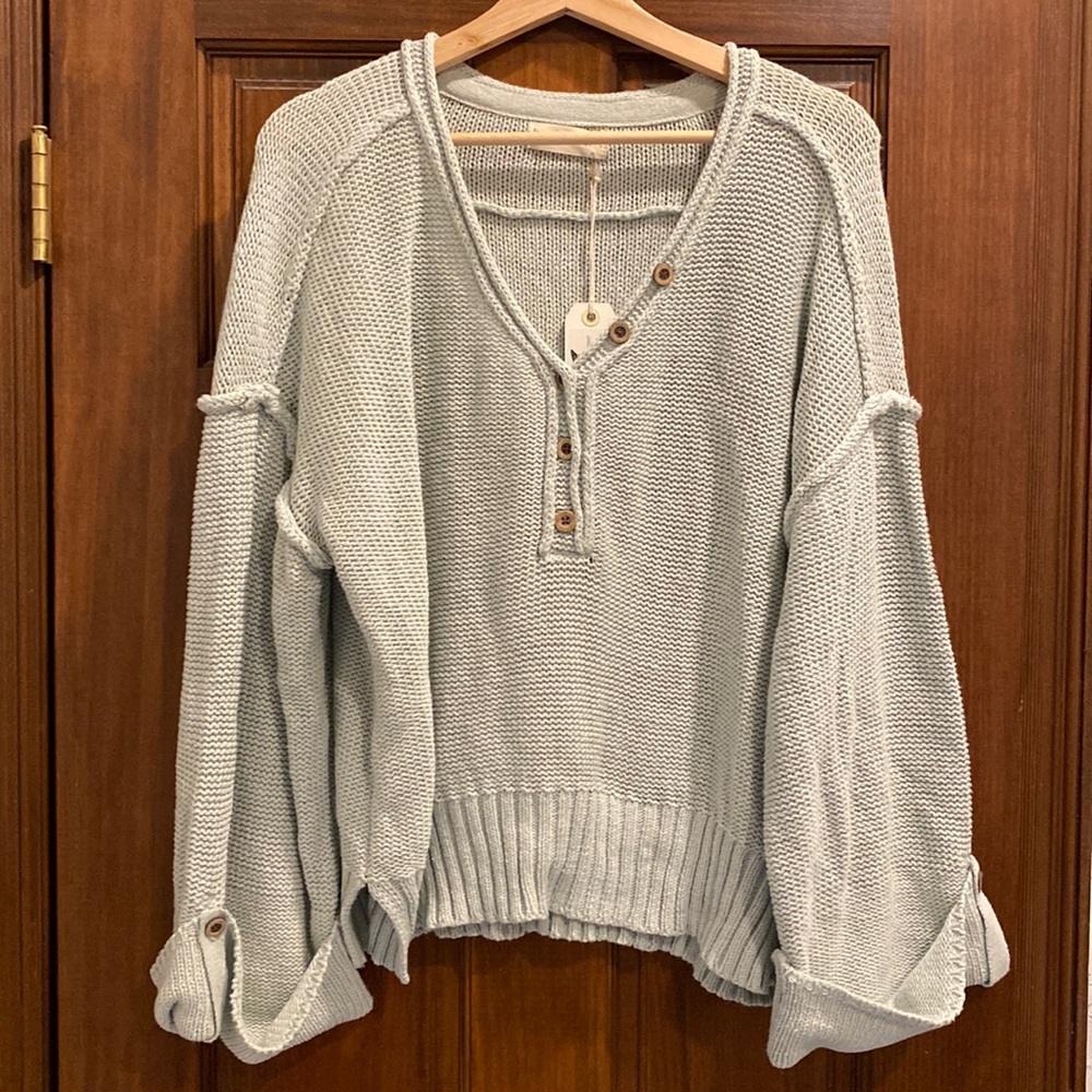 By Together Wide Sleeve Boho Button Up Beach Sweater NWT S